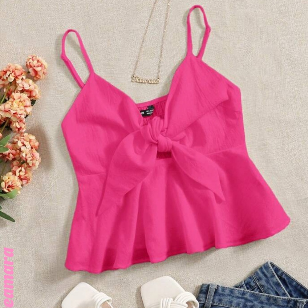 Pink Women's Crop Tank Vacation Top